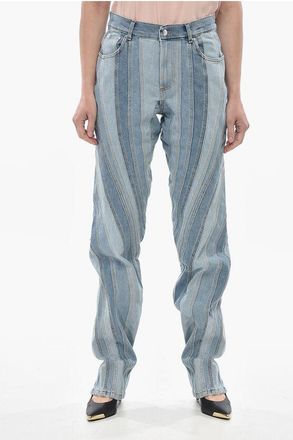 MUGLER Two-Tone Denim Patchwork Jeans 17cm size 40