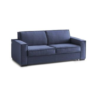 Dmora Talamo Italia - Sof&aacute; Fijo Ylenia, Sof&aacute; De 3 Plazas, 100% Made In Italy, Sof&aacute; De Sal&oacute;n En Tela, Con Reposabrazos Est&aacute;ndar, Cm 220x95h90, Azul, Con Emba