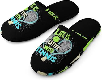 Generic Life Is Better with Tennis Mens House Slippers Slip Indoor Slipper On Shoes Warm Outdoor