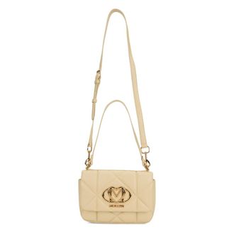 Love Moschino Gewatteerde schoudertas met logo-plaat - Dames - Handtassen - Beige - ONE Size - Polyester - Tassen