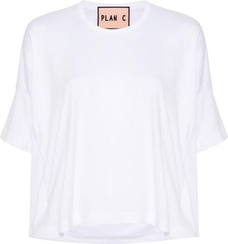 Plan C draped cotton T-shirt - women - Cotton - L - White