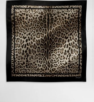 Dolce & Gabbana Leopard-print Silk Twill Foulard (90x90) - Woman Scarves And Silks Print Onesize