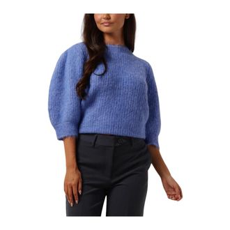 Co'Couture Bow Rib Knit Sweater - Dames - Ronde hals truien - Blauw - M - Truien & Vesten