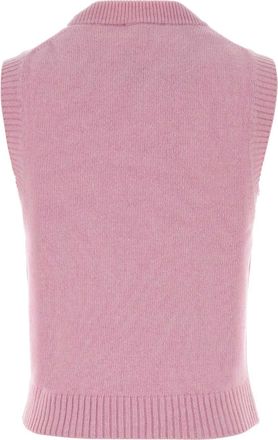 Ganni Womens Wool Tank Top Pink Recycled Sweater