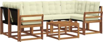 vidaXL Conjunto De Sof&aacute;s De Exterior 7 Uds. Natural Y Crema Vidaxl