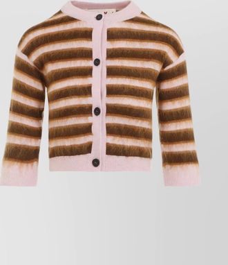 Marni striped virgin wool cropped cardigan