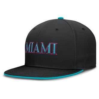 Nike Miami Marlins City Connect True Nike Mens Dri-FIT MLB Fitted Hat in Black | NB1800AMQM-7DG