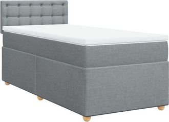 vidaXL Cama Box Spring Con Colch&oacute;n Tela Gris Claro 90x200 Cm Vidaxl