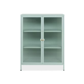 Calicosy Commode avec 2 portes vitr&eacute;es et 2 &eacute;tag&egrave;res en m&eacute;tal L80 cm - Verde