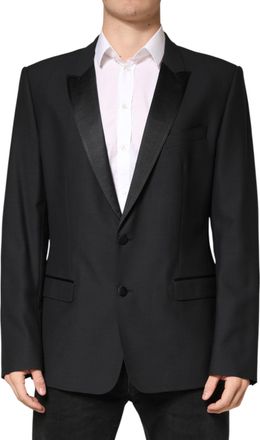 Dolce & Gabbana Mens Black Martini Single Breasted Jacket Blazer Virgin Wool Silk Polyester Clothing