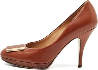 Ferragamo Pumps in pelle con fiocco - Marrone