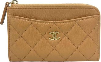 Chanel Beige Grained Calfskin Coin Purse/Coin Case (Pre-Owned)