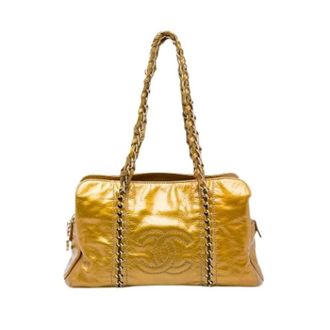 Chanel Pre-owned Patent Leather Tote - Dames - Pre-owned - Geel - Maat: ONE Size Leer