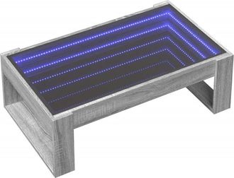 vidaXL Coffee Table with Infinity led Grey Sonoma 90x53x30 cm Vidaxl