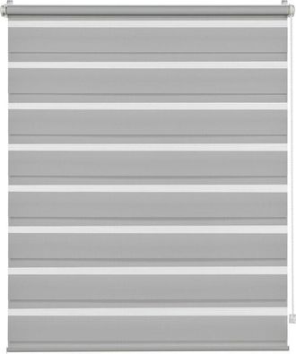 Gardinia Deco Company, Tenda a Rullo Doppia a Incastro, Catenella Laterale, Bande Trasparenti e opache, incl. Materiale di Montaggio, Poliestere, Grigio