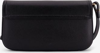 Pinko Womens Saddle Flat Leather Crossbody Bag Black Shoulder