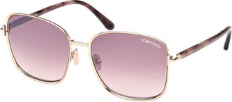 Tom Ford FERN Pink Gradient Square Ladies Sunglasses FT1029 28Z 57