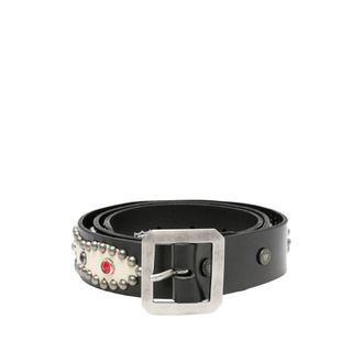 HTC Belts, male, Black, Size: 100 CM Studded Crystal Buckle Belt