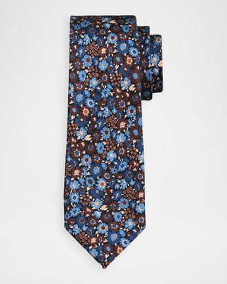Kiton Men & apos;s Silk Floral 7-Fold Tie