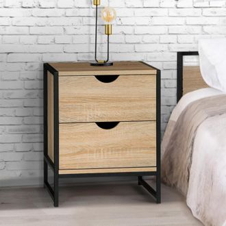 IDMarket Idmarket - Lote De 2 Mesillas De Noche Detroit, 2 Cajones, Dise&ntilde;o Industrial