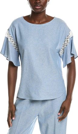 Anne Klein Batteau Neck Linen-Blend Blouse