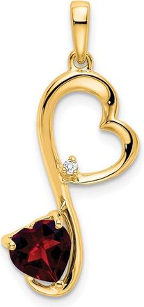 Diamond2Deal 14k Yellow Gold Garnet and Diamond Heart Pendant