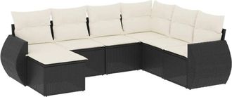 vidaXL Vidaxl - Set De Comedor De Jard&iacute;n 7 Pzas Y Cojines Rat&aacute;n Sint&eacute;tico Negro