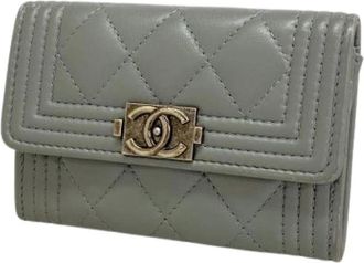 Chanel Pre-owned Wallets, female, Gray, Size: ONE SIZE Pre-owned Card Case
