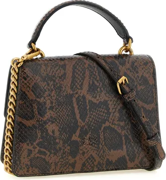 Pinko Python-Print Leather Top Handle Bag - Brown