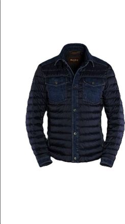 Moorer MenS Navy Quilted Jacket With Denim Accents, Size 52