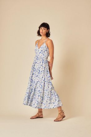 Nobody's Child Blue Shell Print Bellerose Midi Dress