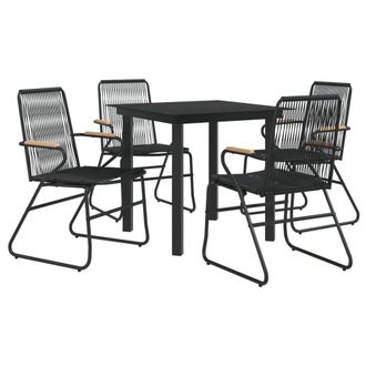 vidaXL Juego De Comedor De Jard&iacute;n 5 Piezas Rat&aacute;n Pvc Negro Vidaxl