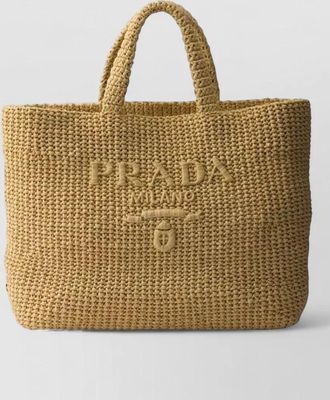 Prada crochet tote bag rectangular shape handles