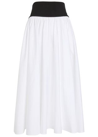 Polo Ralph Lauren Logo-embroidered Cotton-poplin Maxi Skirt - White And Black - S (UK8-10 / S)