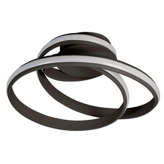 Wofi Leuchten Plafoniera Led Anelli Plafoniera Dimmerabile Moderna Soggiorno Luce Soffitto Nero, Dimmer A 3 Livelli Tramite Interruttore A Parete, 32w 2100lm Bianco