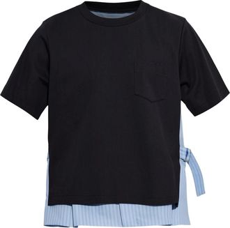 sacai Poplin x Katoen Jersey T-shirt - Heren - T-shirts - Blauw - M - Katoen - Tops