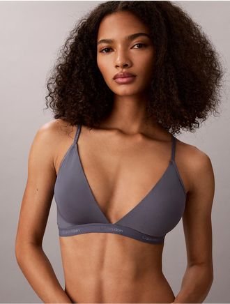 Calvin Klein Womens Form to Body Lightly Lined Triangle Bralette - Blue - XL