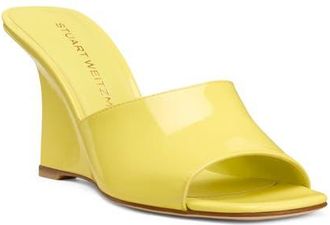 Stuart Weitzman Vinnie 85 Patent Leather Wedge Mule in Citrine at Nordstrom, Size 8.5