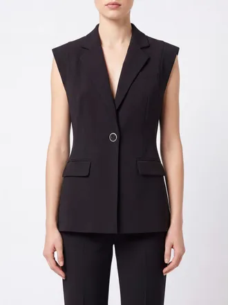 Pinko Gilet sartoriale corto monopetto in viscosa con rever a lancia