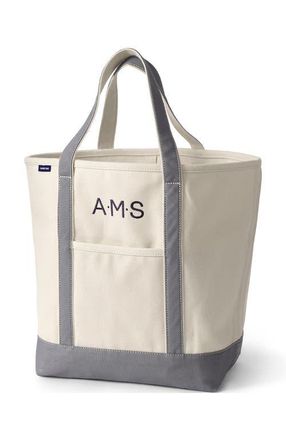 Lands End Lands End Canvas Open Top Tote Bag Regular & Long Handle Carry All - Stylish for Work Travel Beach Errands Great Gift in