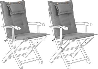Beliani Conjunto De 2 Cojines Para Las Sillas De Exterior De Tela Gris Resistente A Los Rayos Uv Acolchado Grueso Maui