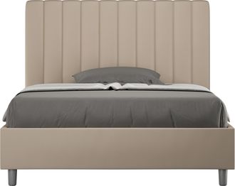 Les Tendances Cama Tapizada De Dise&ntilde;o Italiano 160x200 Cm Imitaci&oacute;n Piel Caf&eacute; Con Leche Nighty-opci&oacute;n Con Base Y Caja