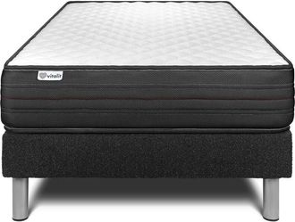 VITALIT Base Tapizada Negro + Colch&oacute;n Con Espuma Viscoel&aacute;stica 90 X 200