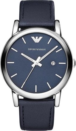 Emporio Armani Klassiek Quartz Horloge - Heren - Horloges - Grijs - ONE Size - Leer - Accessoires