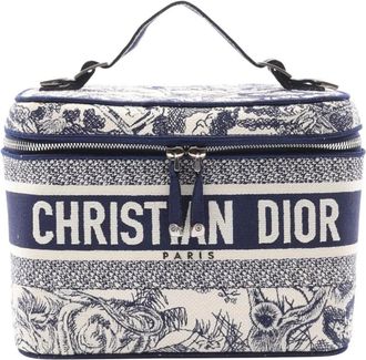 Dior 2021-2025 Toile De Jouy Embroidered Canvas Diortravel Case vanity bag - Blue