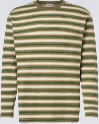 Auralee Top in jersey di cotone a righe