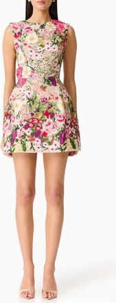 Elliatt Floral Embroidered Tulip Skirt Minidress in Nude Multi Floral at Nordstrom, Size X-Large