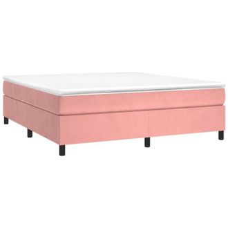 vidaXL Vidaxl - Cama Box Spring Con Colch&oacute;n Terciopelo Rosa 160x200 Cm