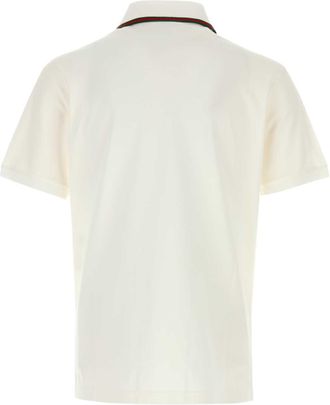 Gucci Striped-Collar Piquet Polo - White