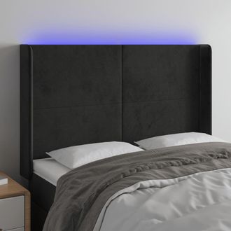 vidaXL Cabecero Con Led De Terciopelo Negro 147x16x118/128 Cm Vidaxl